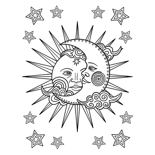 Luna se escondió el sol — página para colorear dibujo para colorear gratis de Páginas para colorear de la Luna