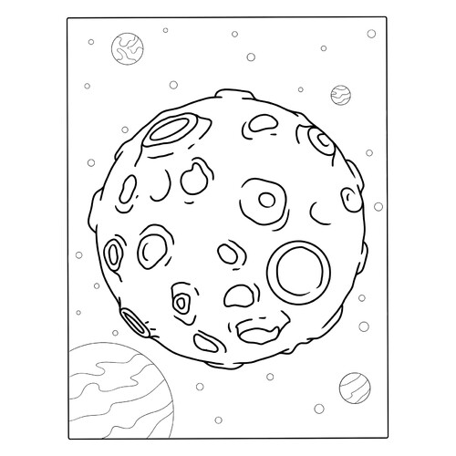 Luna en el espacio abierto — página para colorear dibujo para colorear gratis de Páginas para colorear de la Luna