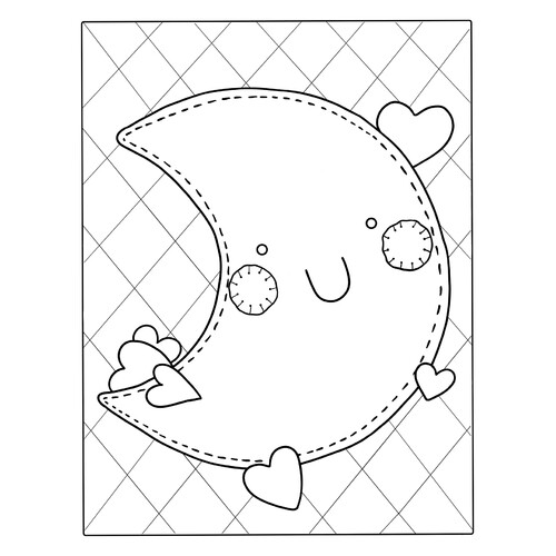 Página para colorear «Luna tierna — parche» dibujo para colorear gratis de Páginas para colorear de la Luna