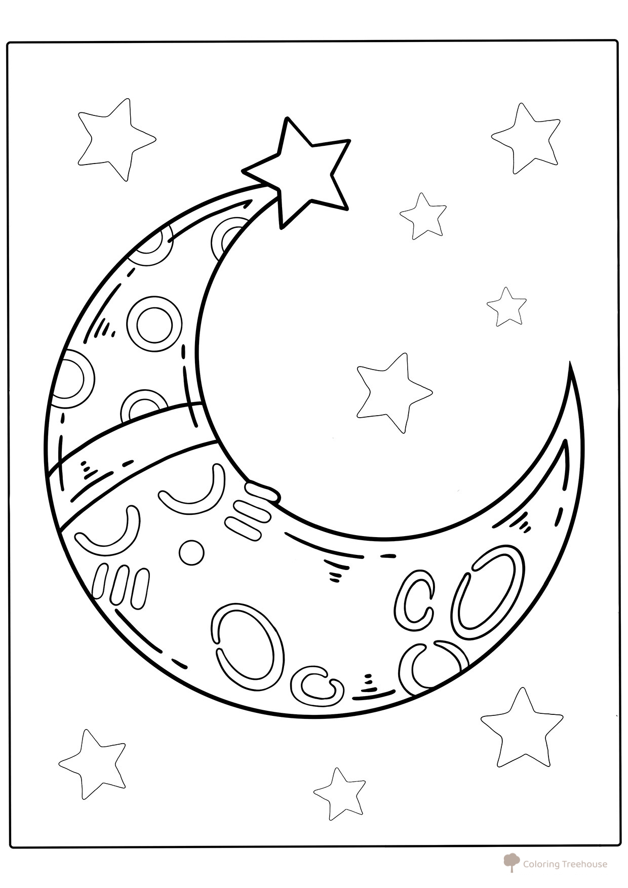 Dibujo para colorear: Media luna para niños pequeños dibujo para colorear gratis de Páginas para colorear de la Luna