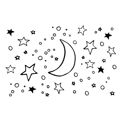 Página para colorear: Luna sencilla en cielo estrellado dibujo para colorear gratis de Páginas para colorear de la Luna