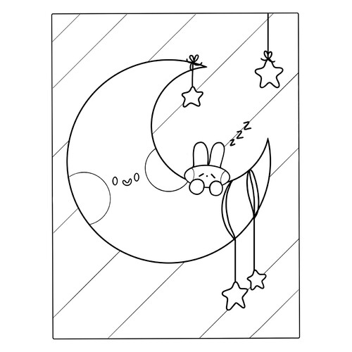 Página para colorear: Dulce luna sencilla dibujo para colorear gratis de Páginas para colorear de la Luna