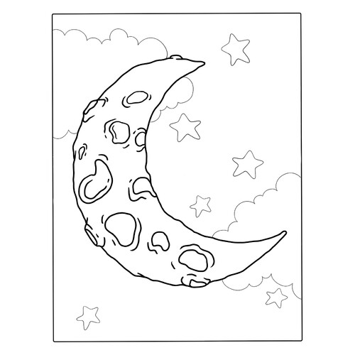 Página para colorear: Media luna sencilla en el cielo dibujo para colorear gratis de Páginas para colorear de la Luna