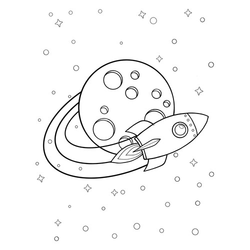 Página para colorear: Cohete despegando de la Luna dibujo para colorear gratis de Páginas para colorear de la Luna