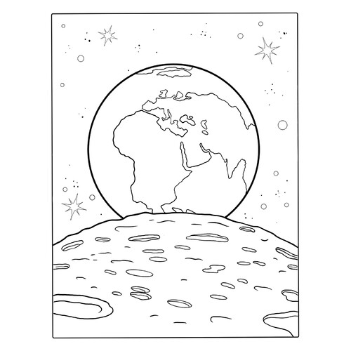 Página para colorear: Vista de la Tierra desde la Luna dibujo para colorear gratis de Páginas para colorear de la Luna