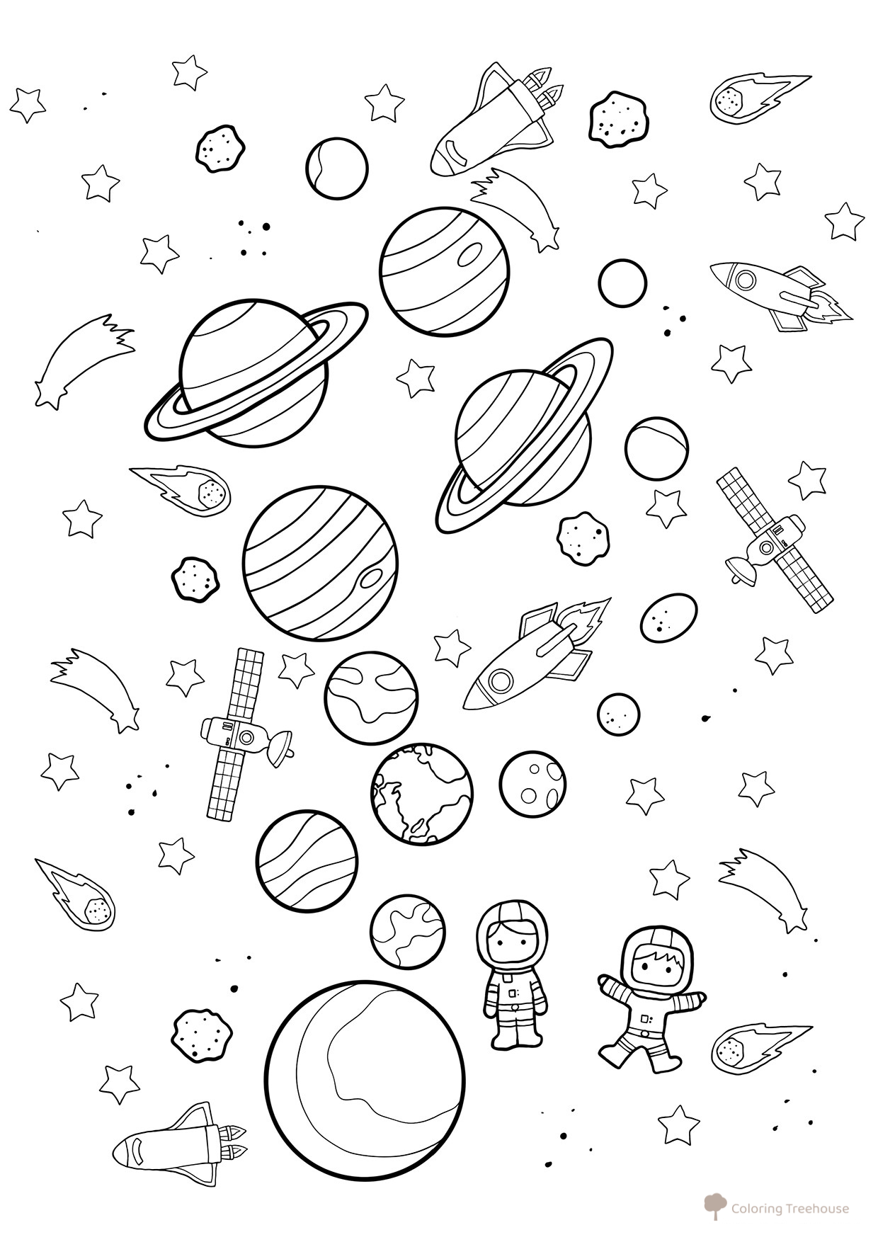 Página para colorear: Planetas de la galaxia estilo caricatura dibujo para colorear gratis de Páginas para colorear: planetas del Sistema Solar