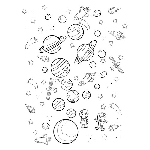 Página para colorear: Planetas de la galaxia estilo caricatura dibujo para colorear gratis de Páginas para colorear: planetas del Sistema Solar