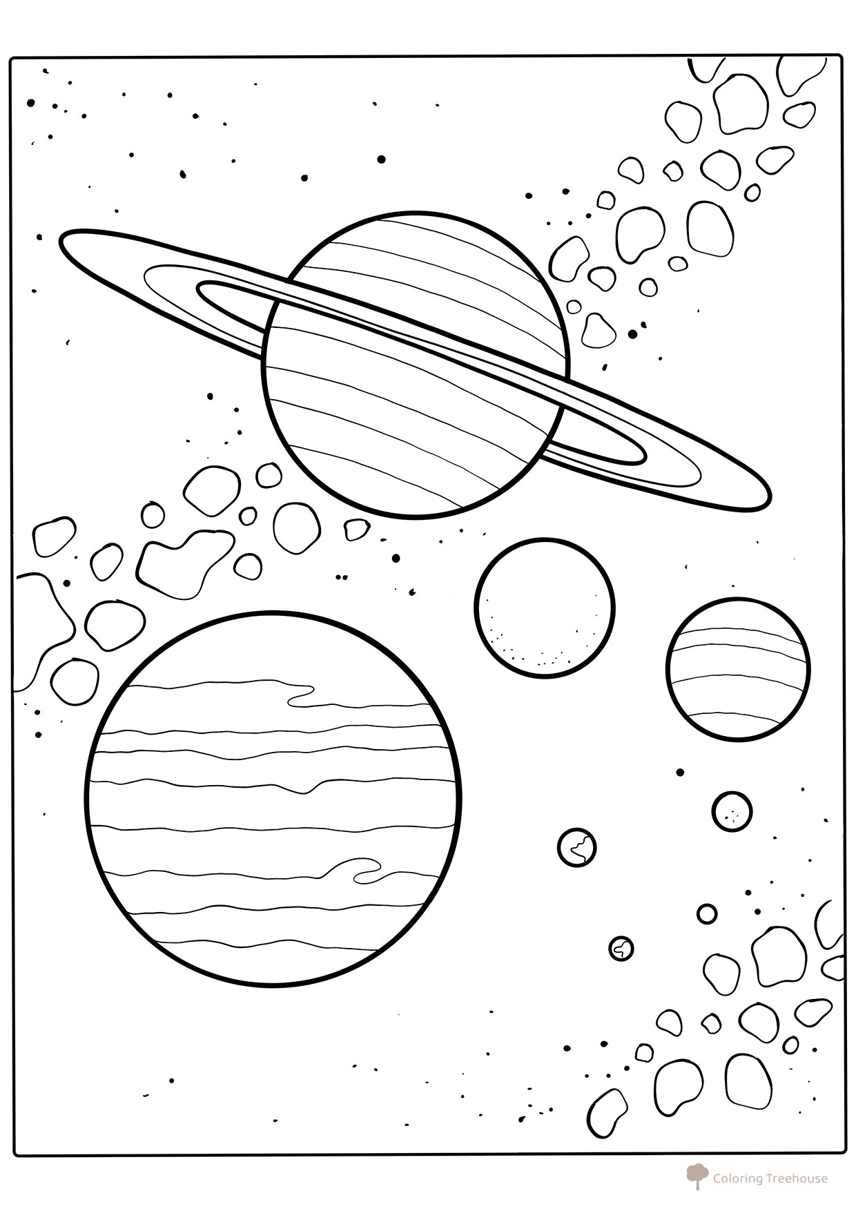 Página para colorear: planeta del Sistema Solar a escala dibujo para colorear gratis de Páginas para colorear: planetas del Sistema Solar