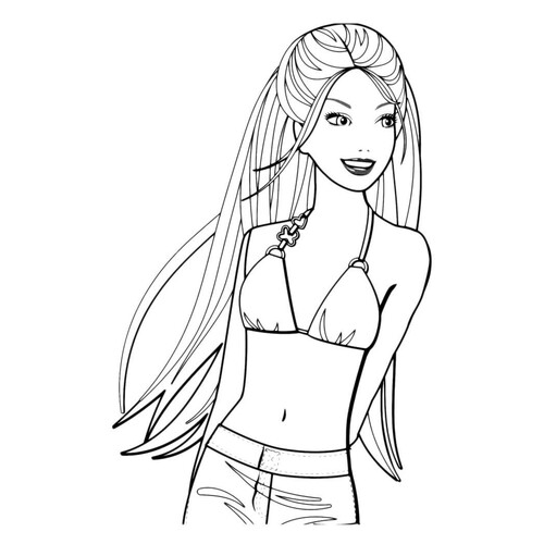 Página para colorear: Barbie en traje de playa dibujo para colorear gratis de Barbie Coloring Pages for Girls