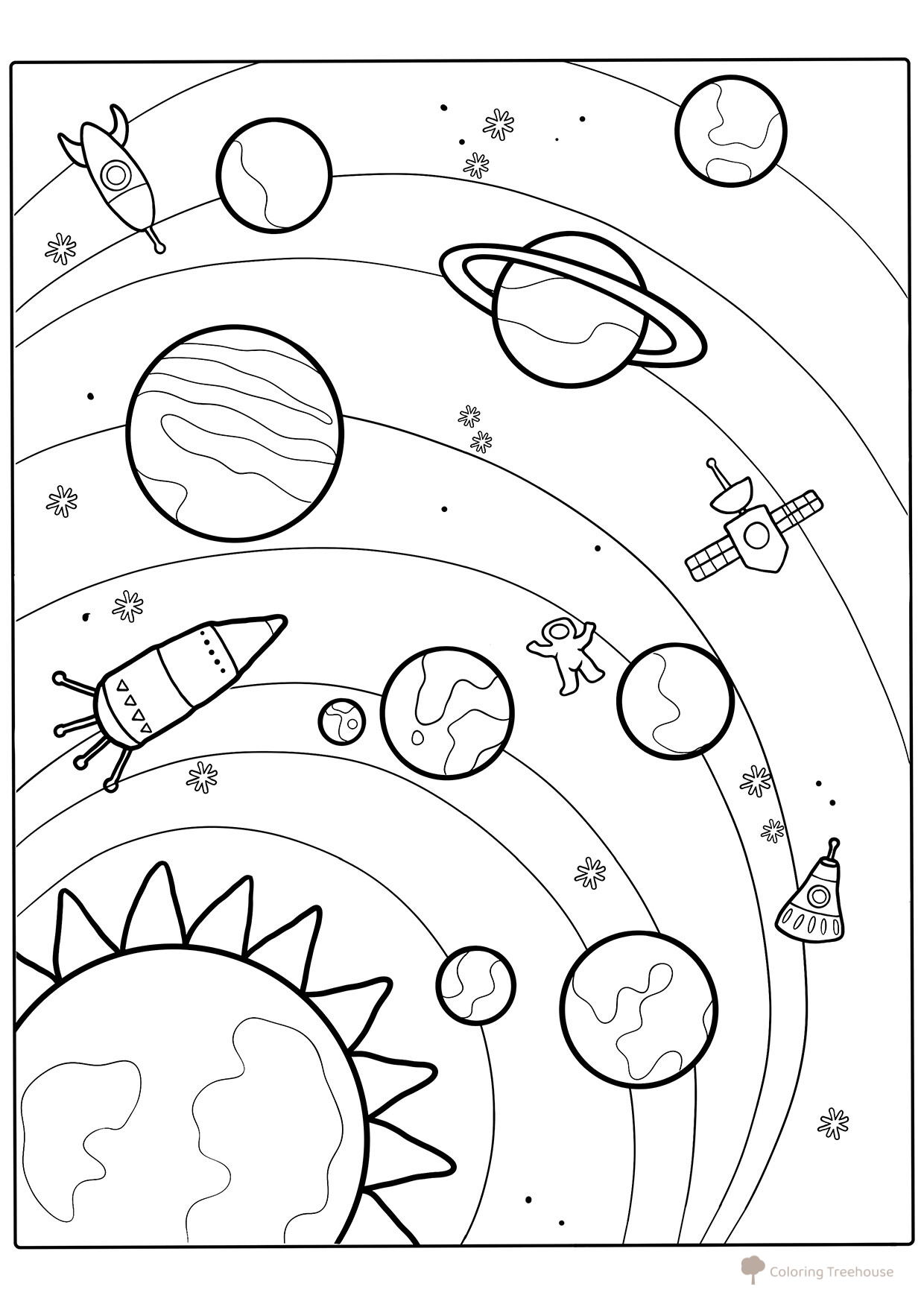 Simple Solar System Coloring Page free printable Solar System Planet Coloring Pages coloring page