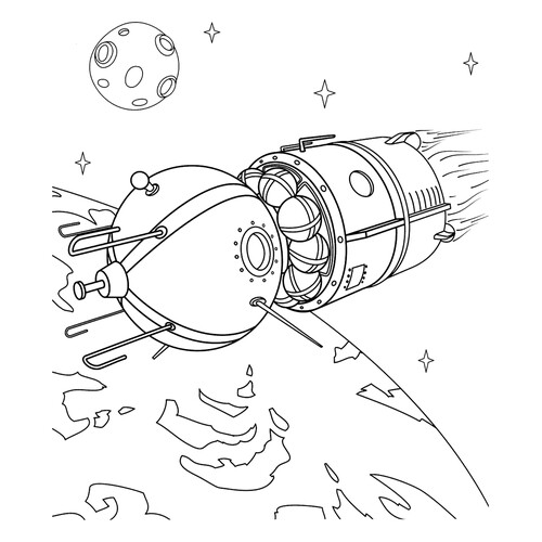 Página para colorear: Nave espacial 'Vostok-1' dibujo para colorear gratis de Páginas para colorear: cohetes