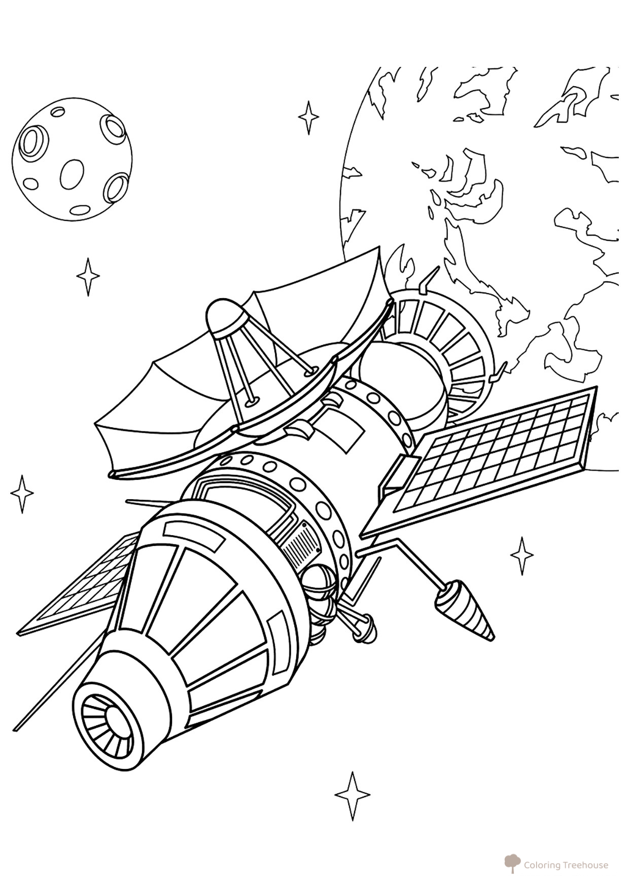 Página para colorear: Estación interplanetaria «Venera-1» dibujo para colorear gratis de Páginas para colorear: cohetes
