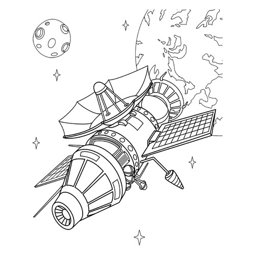 Página para colorear: Estación interplanetaria «Venera-1» dibujo para colorear gratis de Páginas para colorear: cohetes