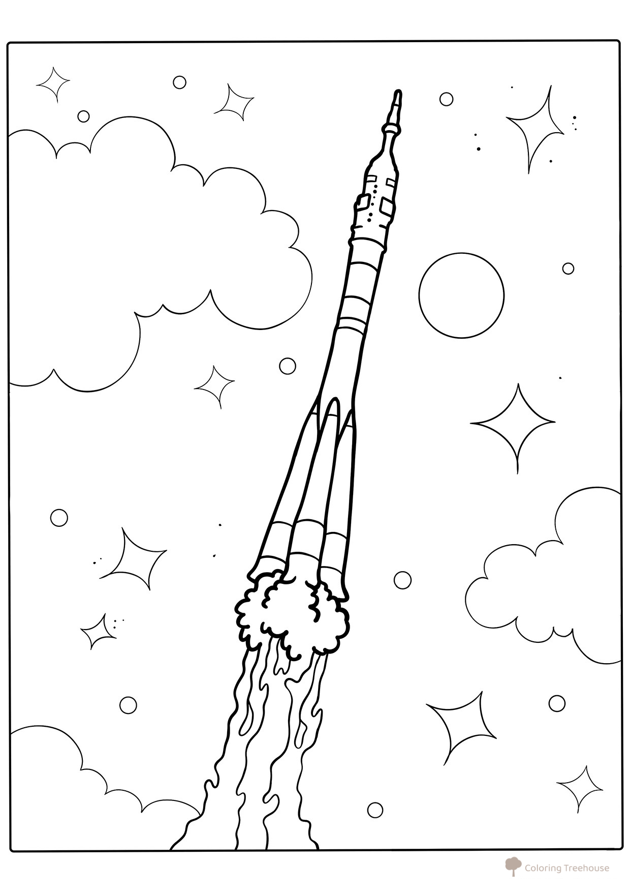 Página para colorear: Cohete Soyuz en el espacio dibujo para colorear gratis de Páginas para colorear: cohetes