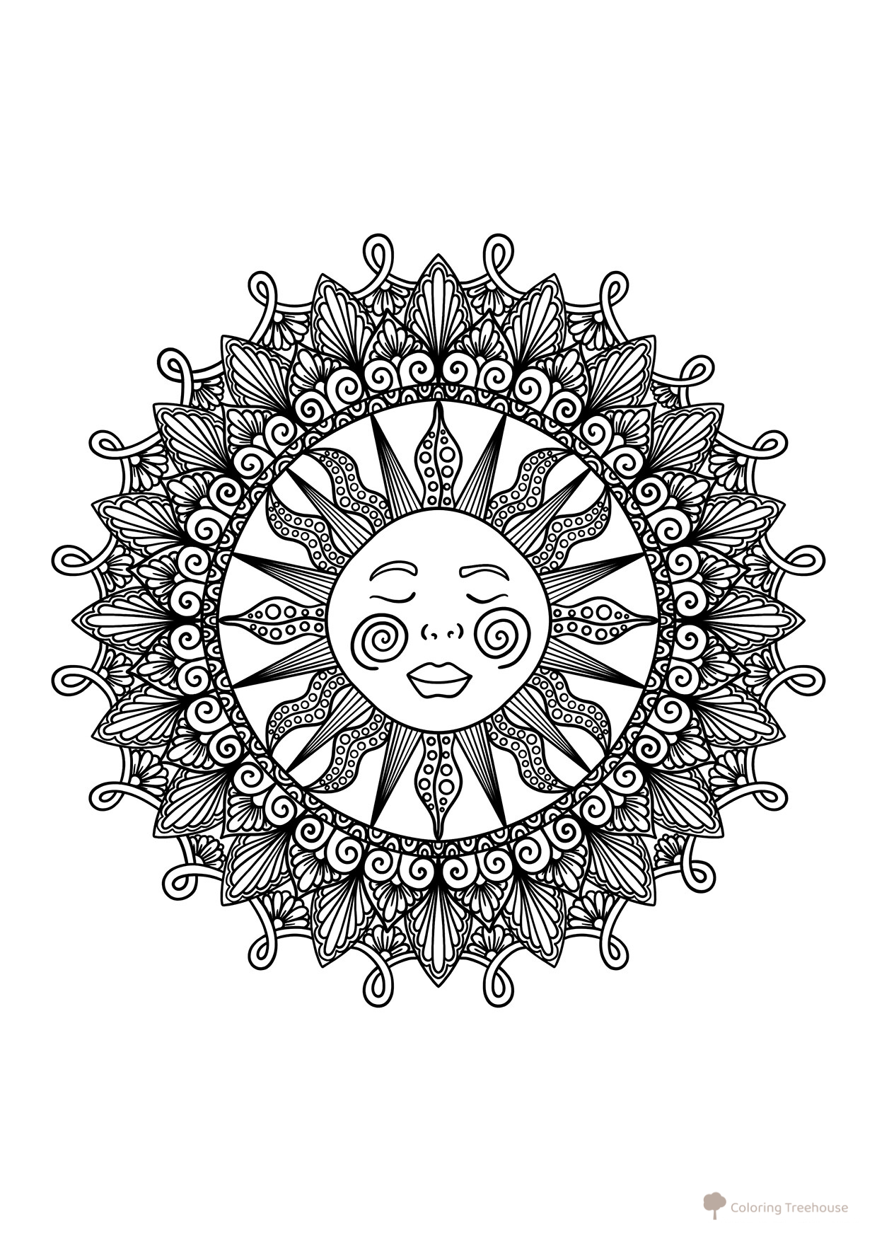Página para Colorear Mandala Sol dibujo para colorear gratis de Páginas para colorear del sol