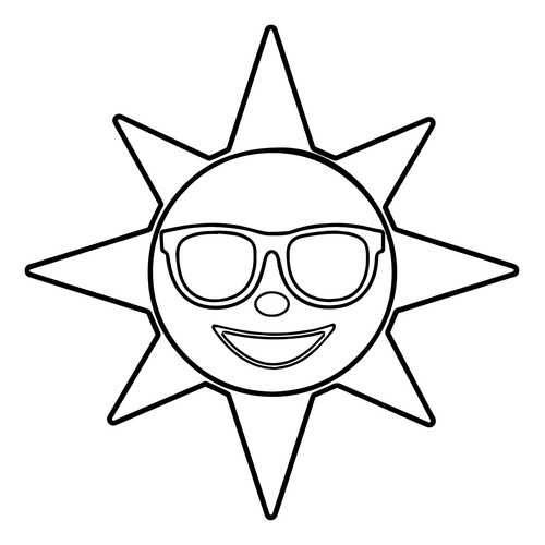 Página para colorear «Sol con gafas de sol» dibujo para colorear gratis de Páginas para colorear del sol
