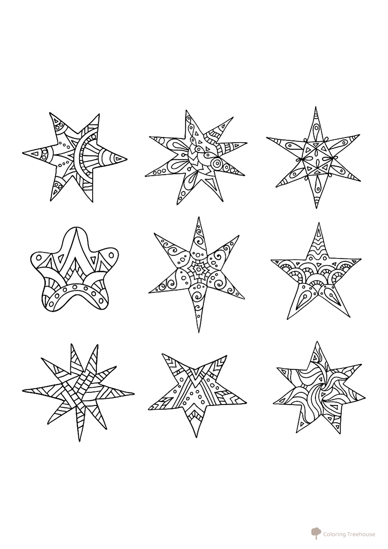 Many Different Stars Coloring Page free printable Star Coloring Pages coloring page