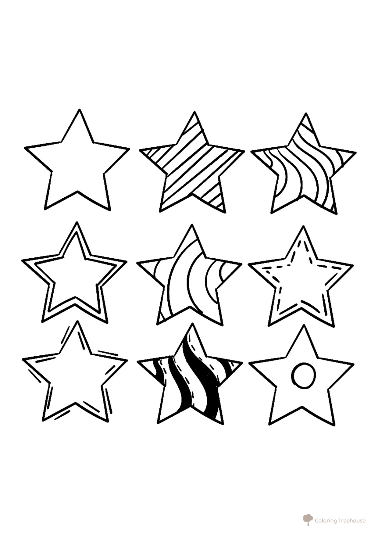 Parade of Stars Coloring Page free printable Star Coloring Pages coloring page