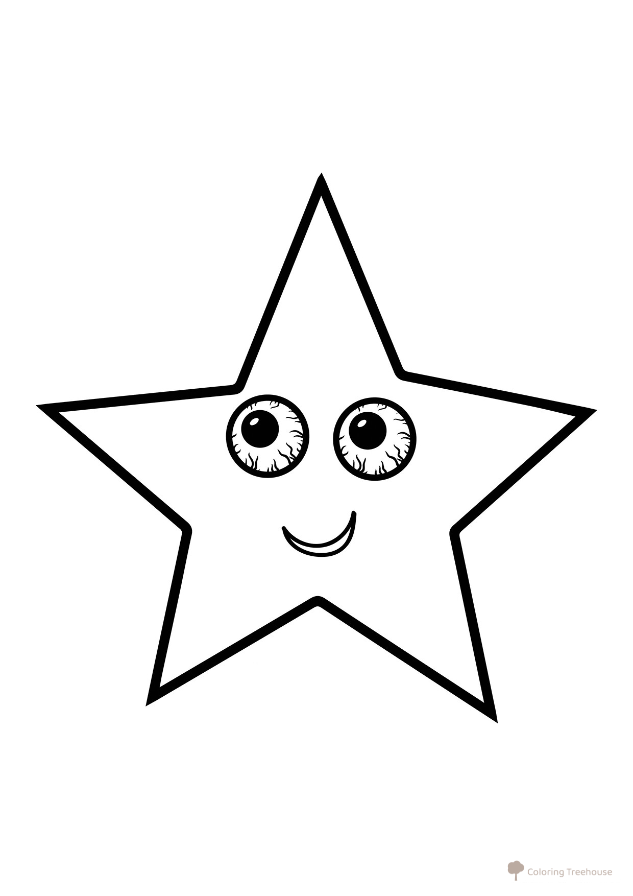 Página para colorear: Estrella con ojos grandes dibujo para colorear gratis de Páginas para colorear de estrellas