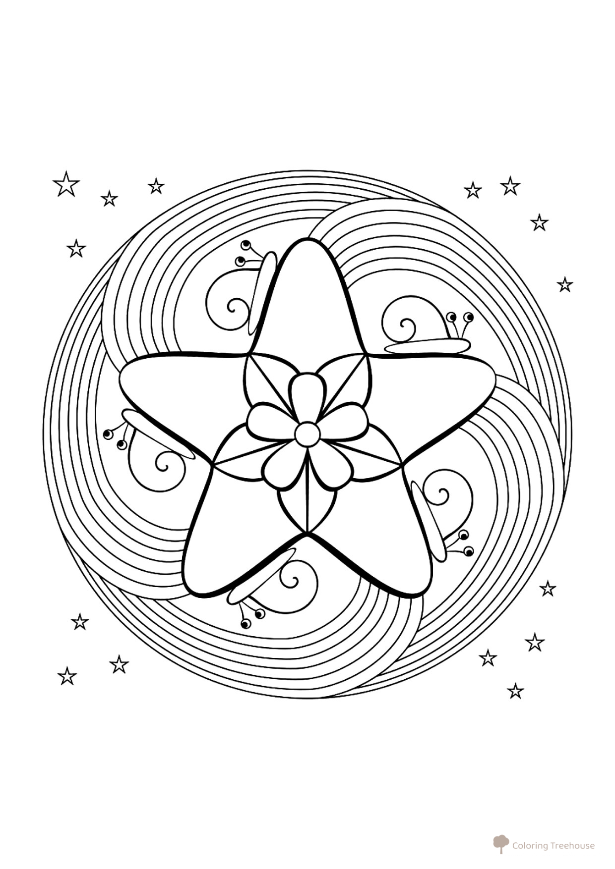 Star Coloring Page with Beautiful Patterns free printable Star Coloring Pages coloring page