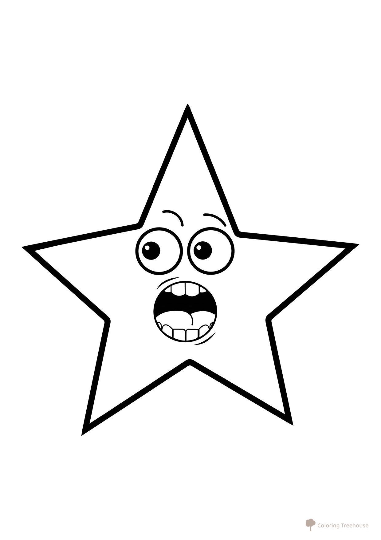 Star with Open Mouth Coloring Page free printable Star Coloring Pages coloring page