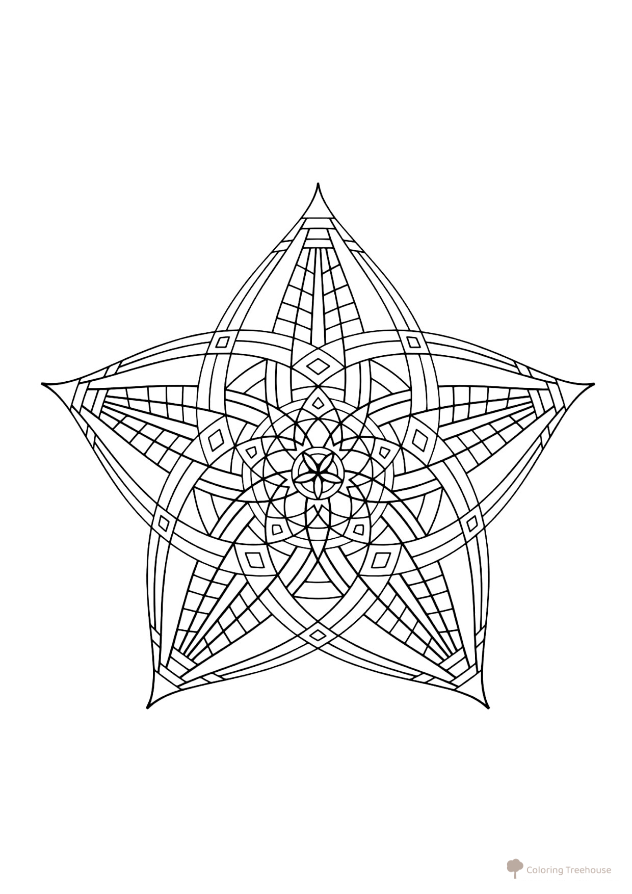 Página para colorear: Estrella con patrones complejos dibujo para colorear gratis de Páginas para colorear de estrellas
