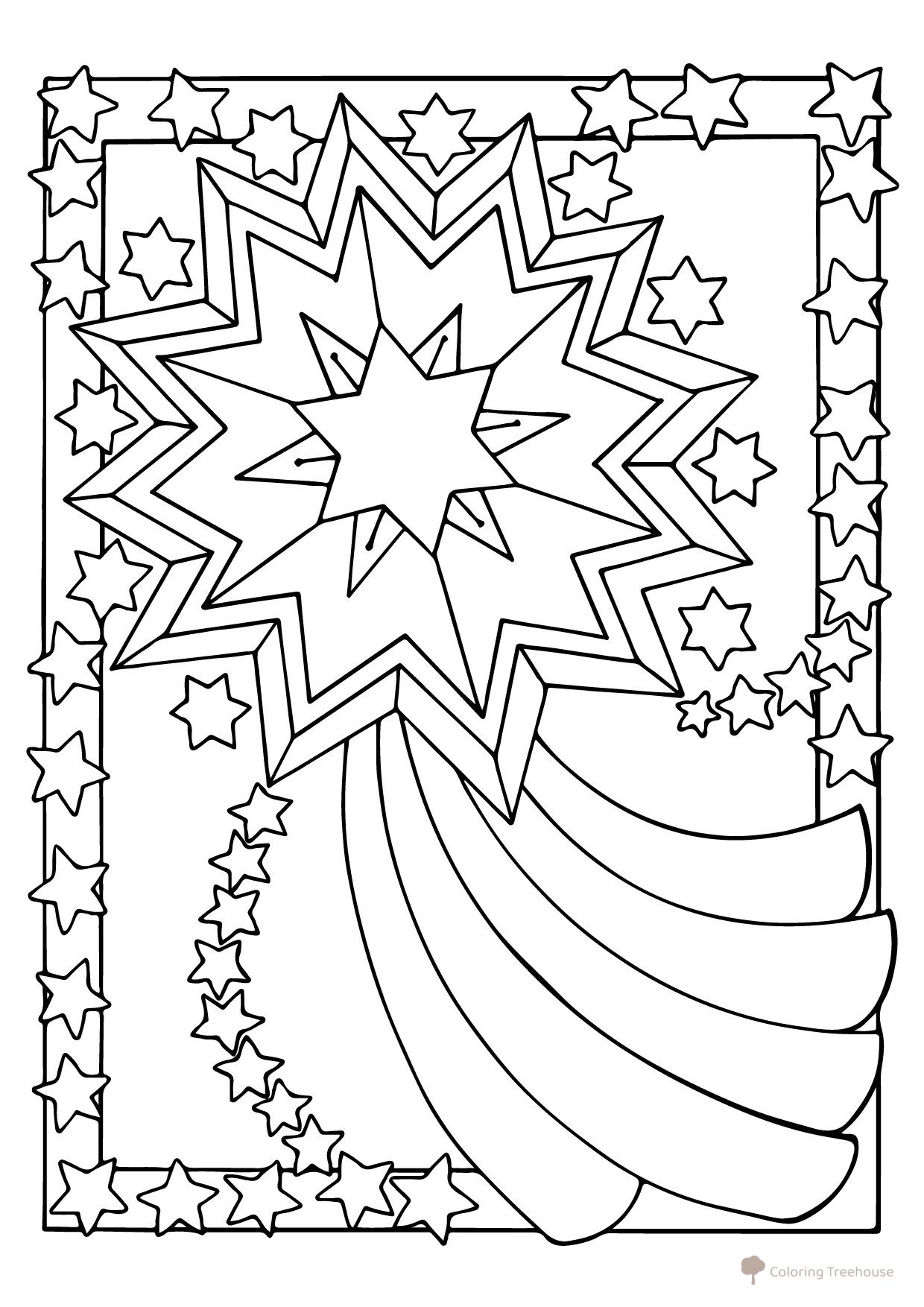 Página para colorear: Estrella en un marco dibujo para colorear gratis de Páginas para colorear de estrellas