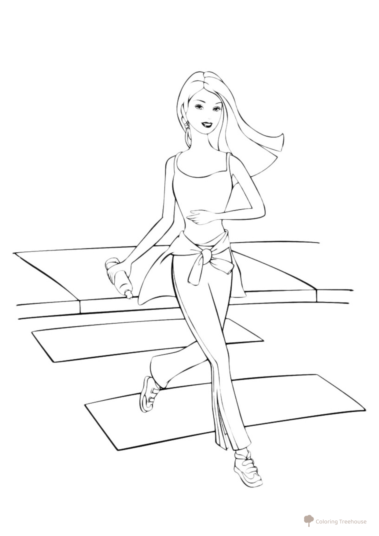 Barbie Coloring Page on a Run free printable Barbie Coloring Pages for Girls coloring page