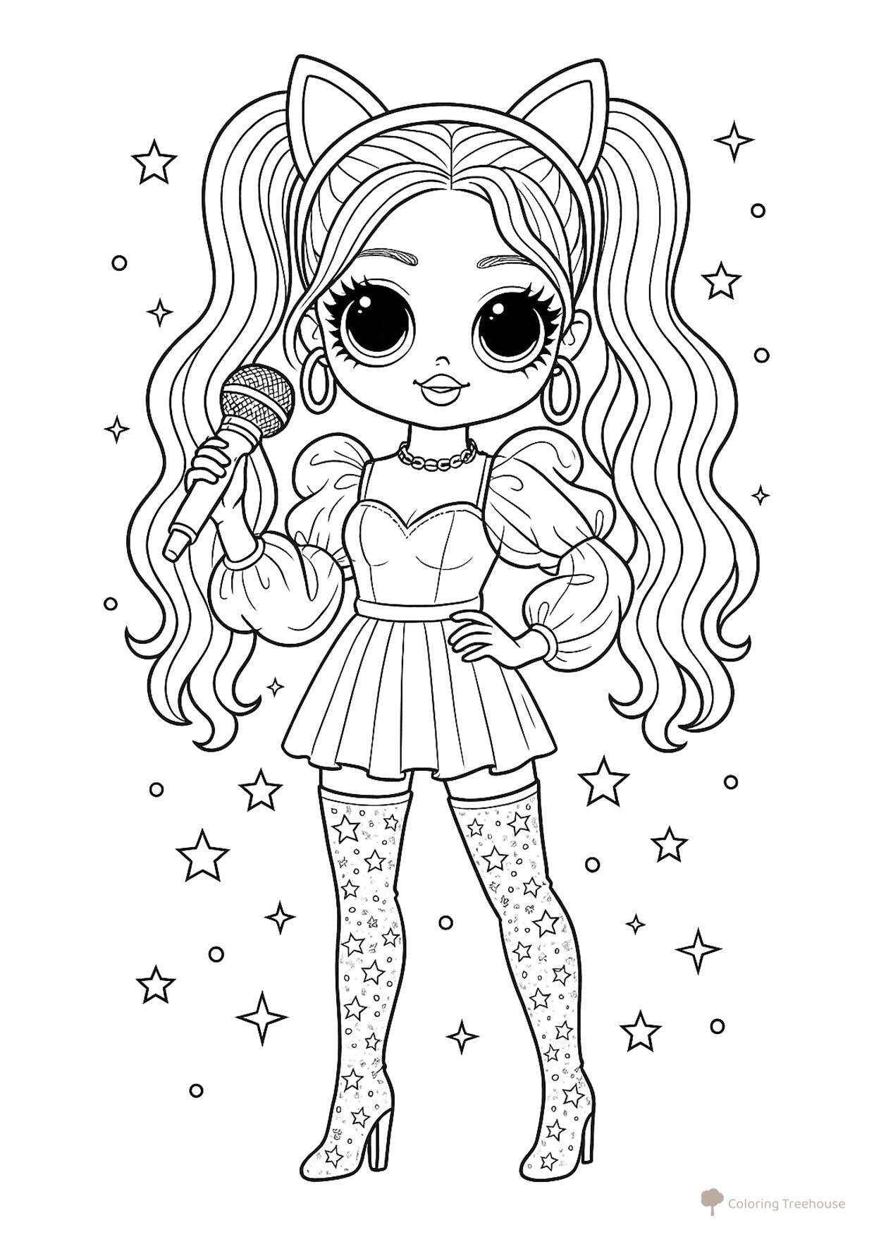 Página para colorear LOL OMG Kitty K dibujo para colorear gratis de LOL OMG Coloring Pages