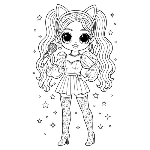 Página para colorear LOL OMG Kitty K dibujo para colorear gratis de LOL OMG Coloring Pages