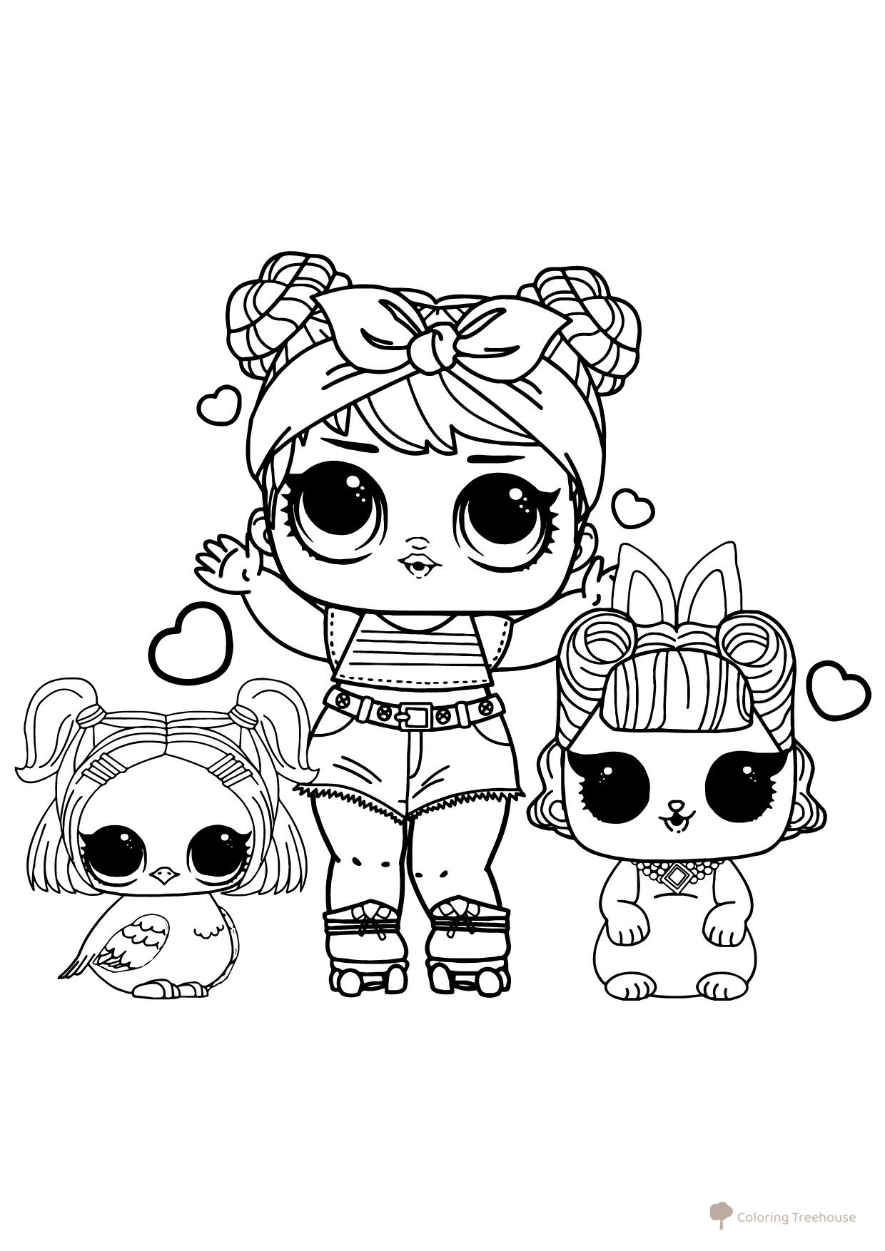Página para colorear Muñeca LOL con mascotas dibujo para colorear gratis de Páginas para colorear: mascotas de LOL