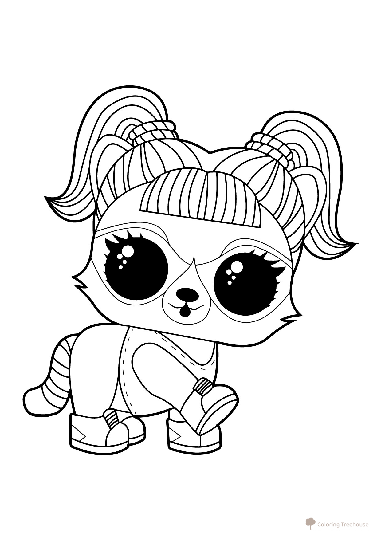 LOL Pet Raccoon Bandit Coloring Page free printable LOL Pets Coloring Pages coloring page