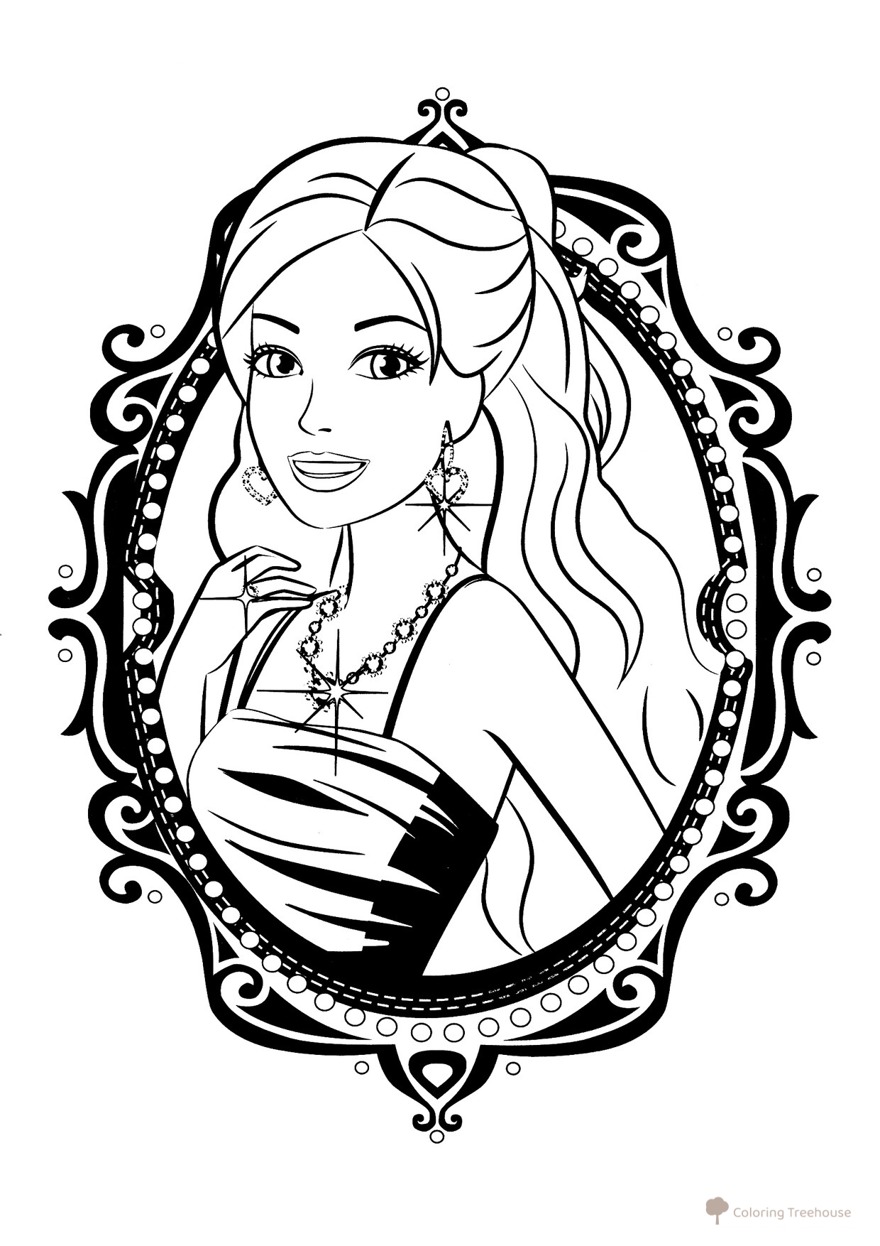 Página para colorear: Cuadro con Barbie dibujo para colorear gratis de Barbie Coloring Pages for Girls
