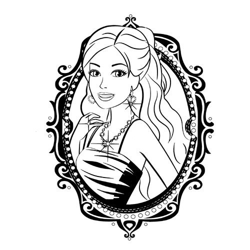 Página para colorear: Cuadro con Barbie dibujo para colorear gratis de Barbie Coloring Pages for Girls