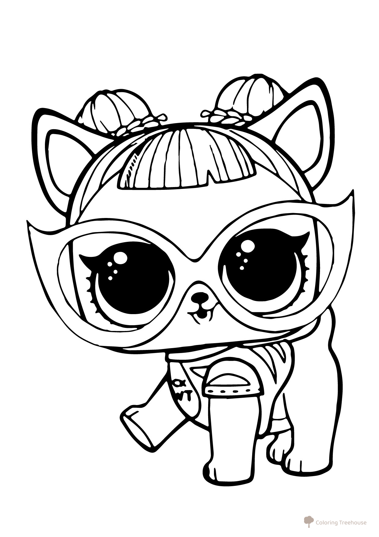 LOL Pet Puppy in Glasses Coloring Page free printable LOL Pets Coloring Pages coloring page