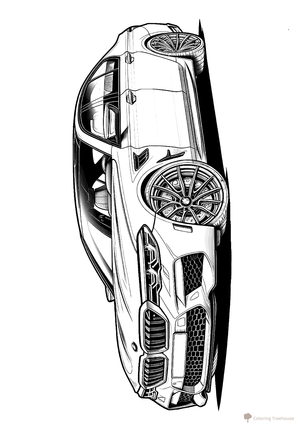 Página para colorear «BMW M5 F90» dibujo para colorear gratis de Páginas para colorear de coches BMW