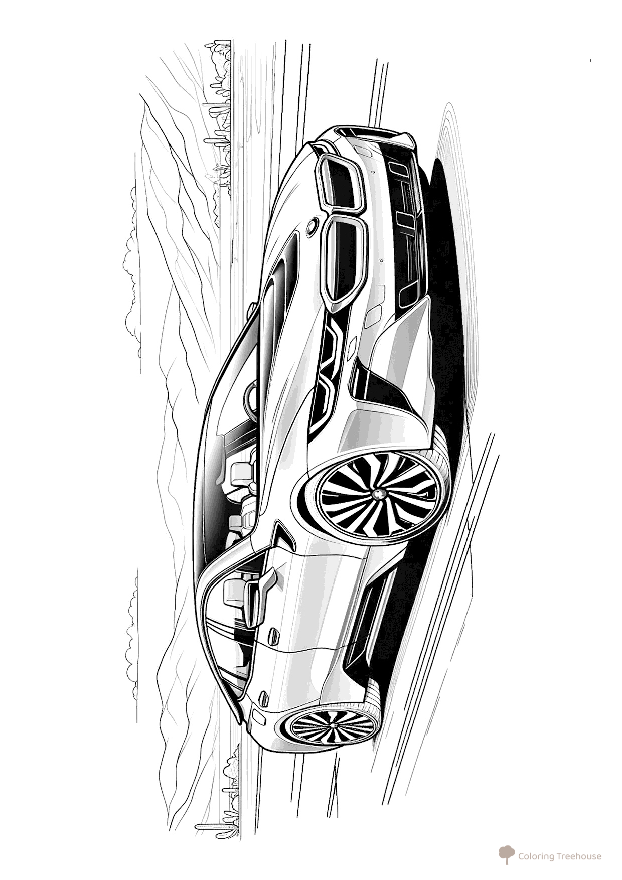 Página para colorear «BMW con motor eléctrico i7» dibujo para colorear gratis de Páginas para colorear de coches BMW