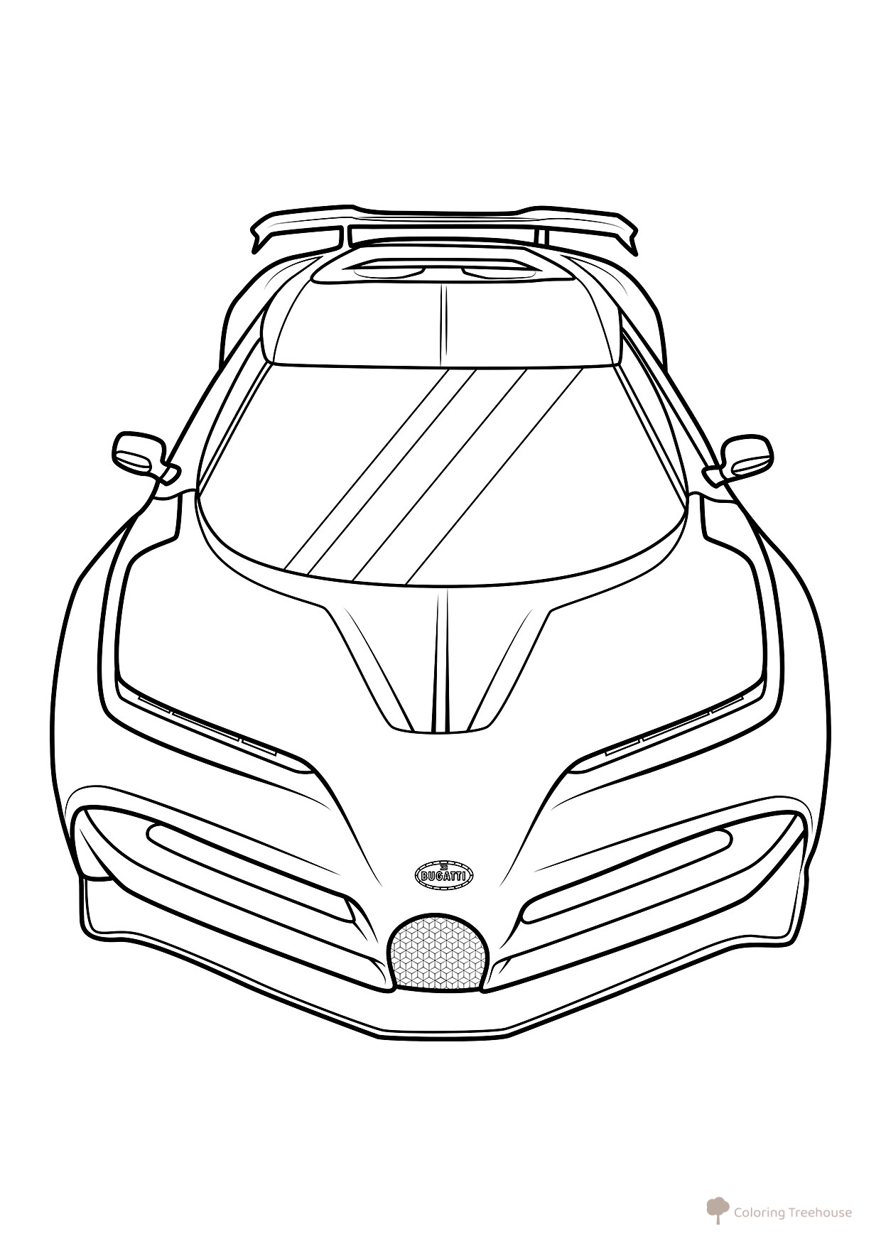 Página para colorear «Bugatti Centodieci vista frontal» dibujo para colorear gratis de Páginas para colorear de coches Bugatti