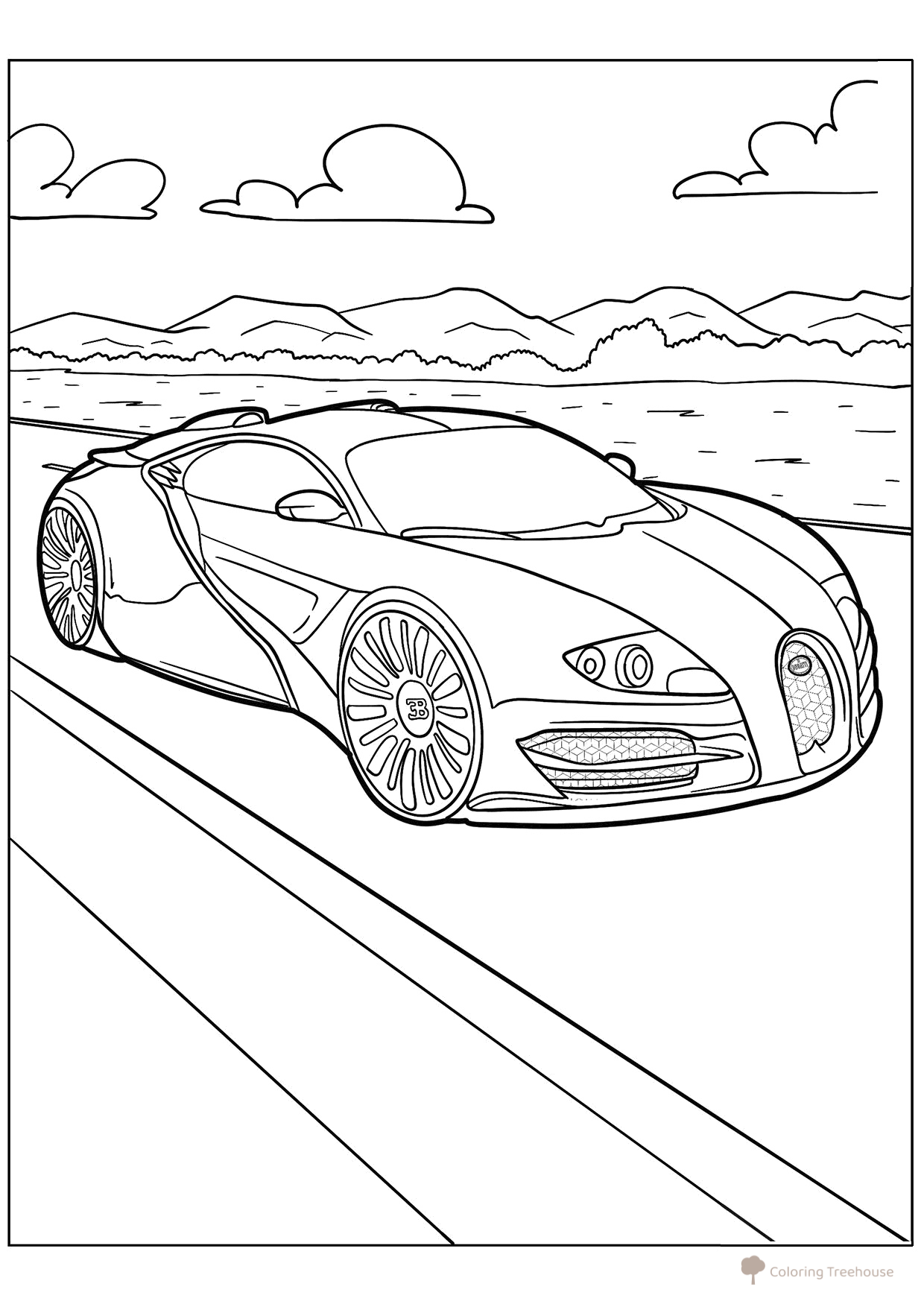 Bugatti EB Concept Coloring Page free printable Bugatti Car Coloring Pages coloring page