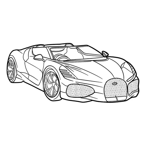 Página para colorear «Bugatti Mistral 2024» dibujo para colorear gratis de Páginas para colorear de coches Bugatti