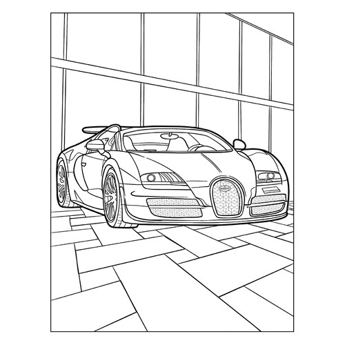 填色页:布加迪 Veyron Grand Sport Vitesse 免费可打印布加迪汽车着色页涂色页