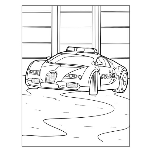 涂色页:“布加迪威龙 警用拦截车” 免费可打印布加迪汽车着色页涂色页