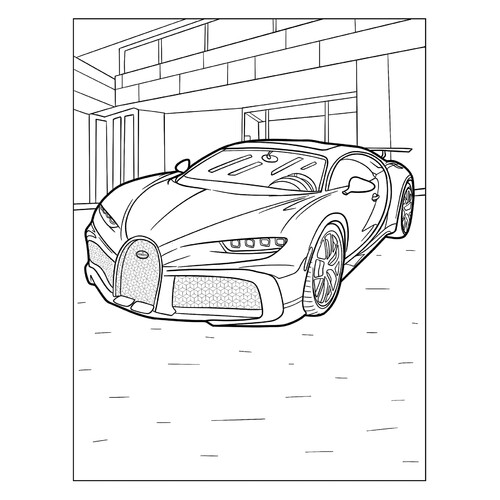 Parked Bugatti Chiron Coloring Page free printable Bugatti Car Coloring Pages coloring page