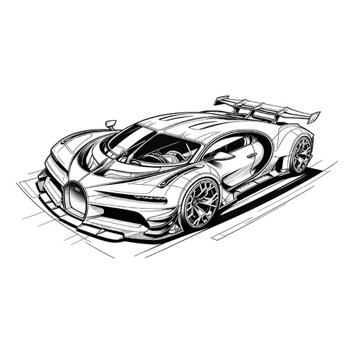 涂色页:布加迪 Vision Gran Turismo 赛车 免费可打印布加迪汽车着色页涂色页