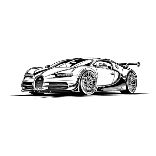 涂色页:布加迪 Veyron 超级跑车 免费可打印布加迪汽车着色页涂色页