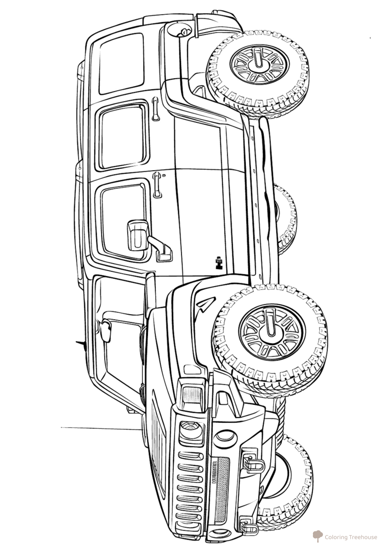 Página para colorear: Camioneta Hummer dibujo para colorear gratis de Páginas para colorear de jeeps