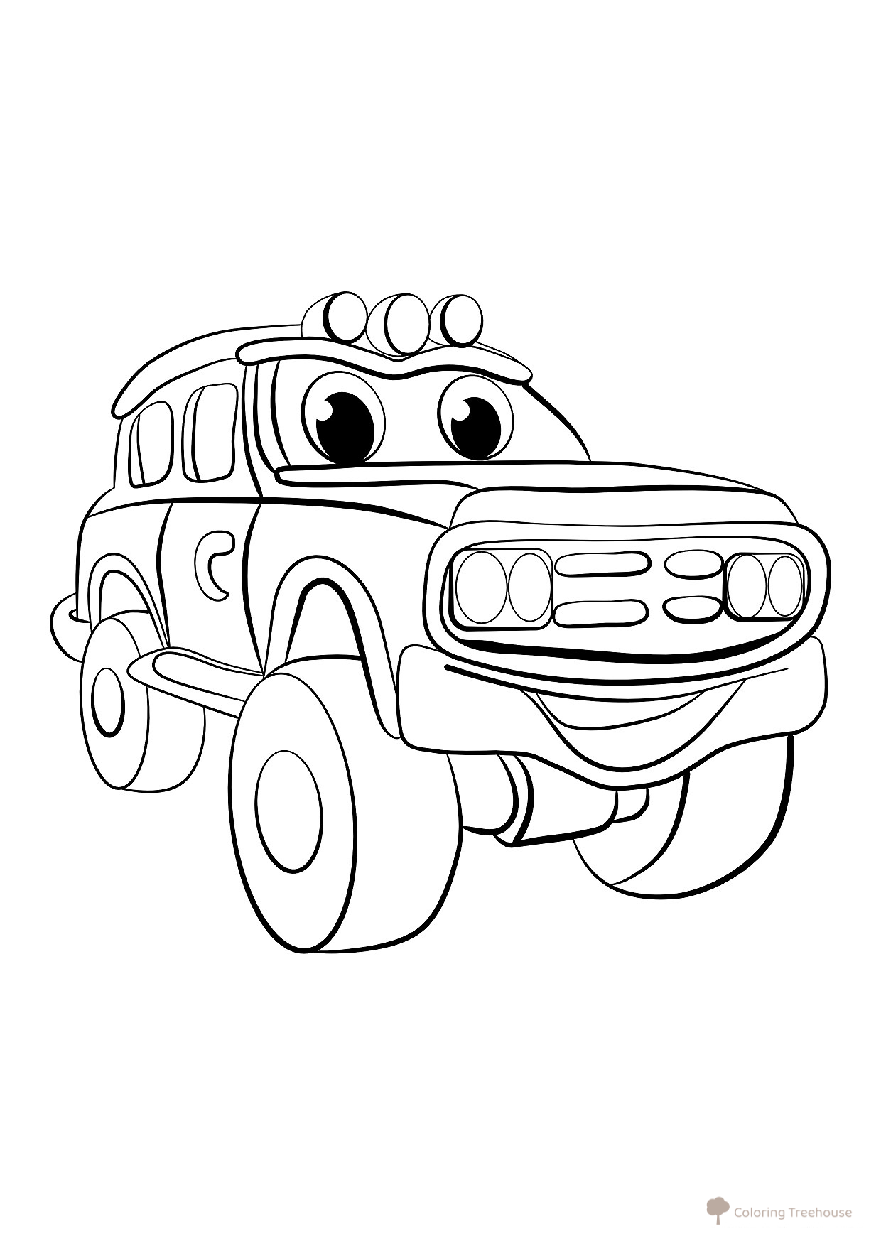 Cute Jeep with Eyes Coloring Page free printable Jeep Coloring Pages coloring page