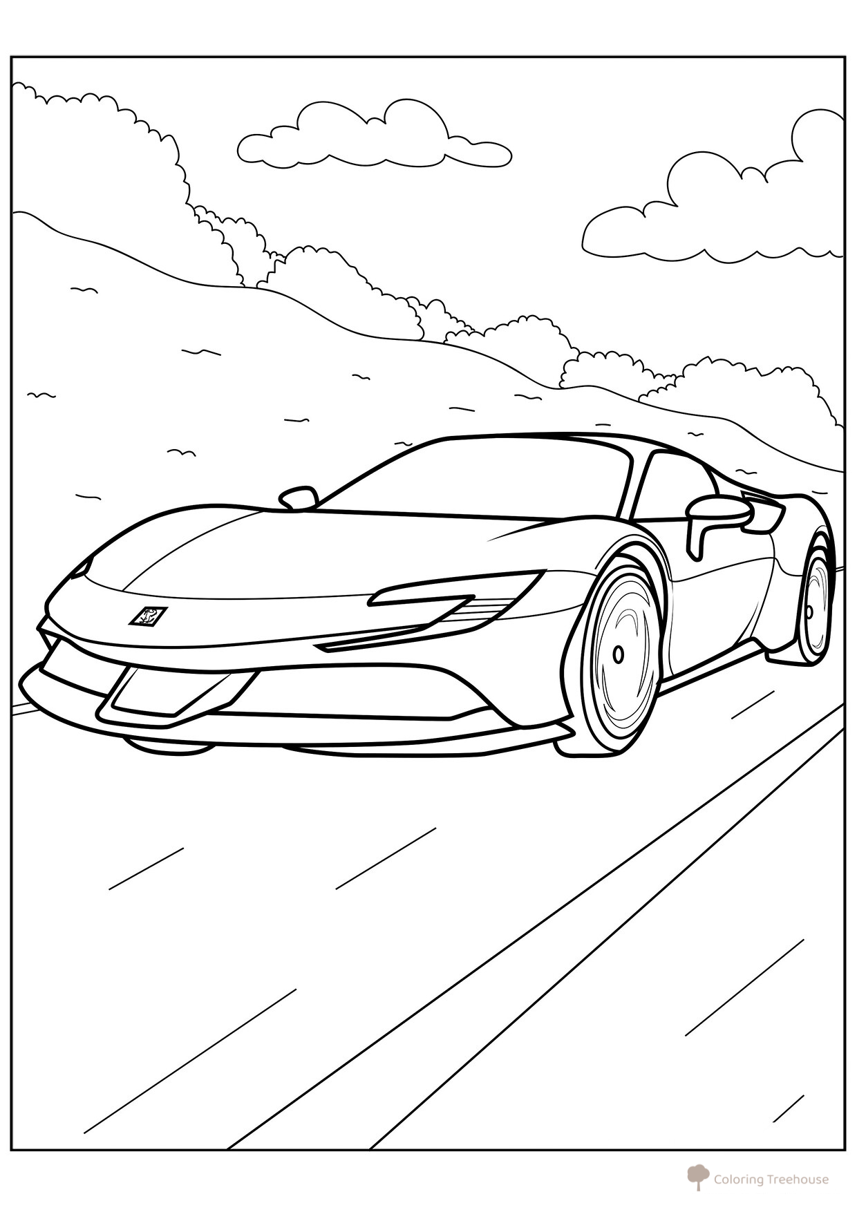 Ferrari SF90 Coloring Page free printable Ferrari Car Coloring Pages coloring page