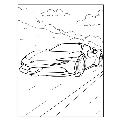 Ferrari SF90 Coloring Page free printable Ferrari Car Coloring Pages coloring page