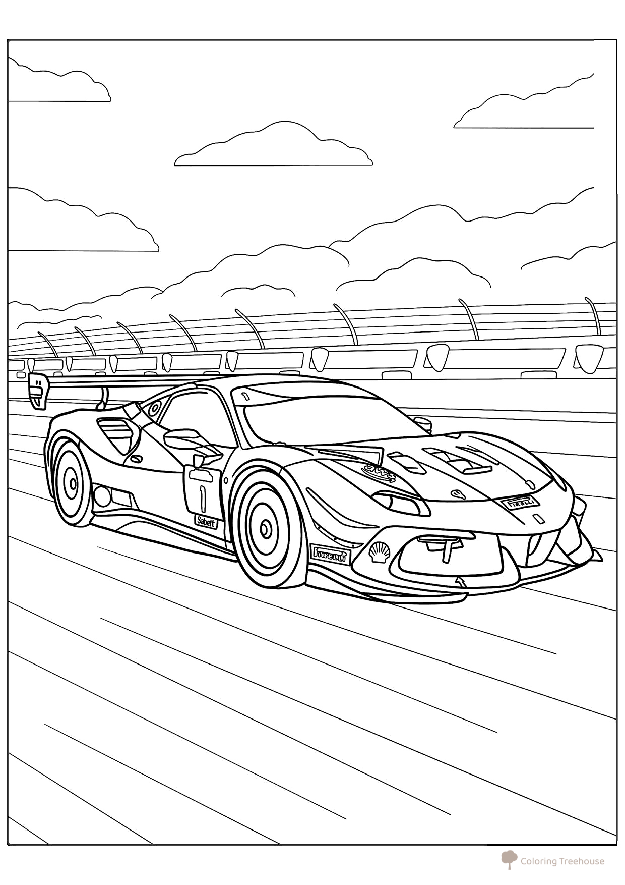 Ferrari Race Car Coloring Page free printable Ferrari Car Coloring Pages coloring page